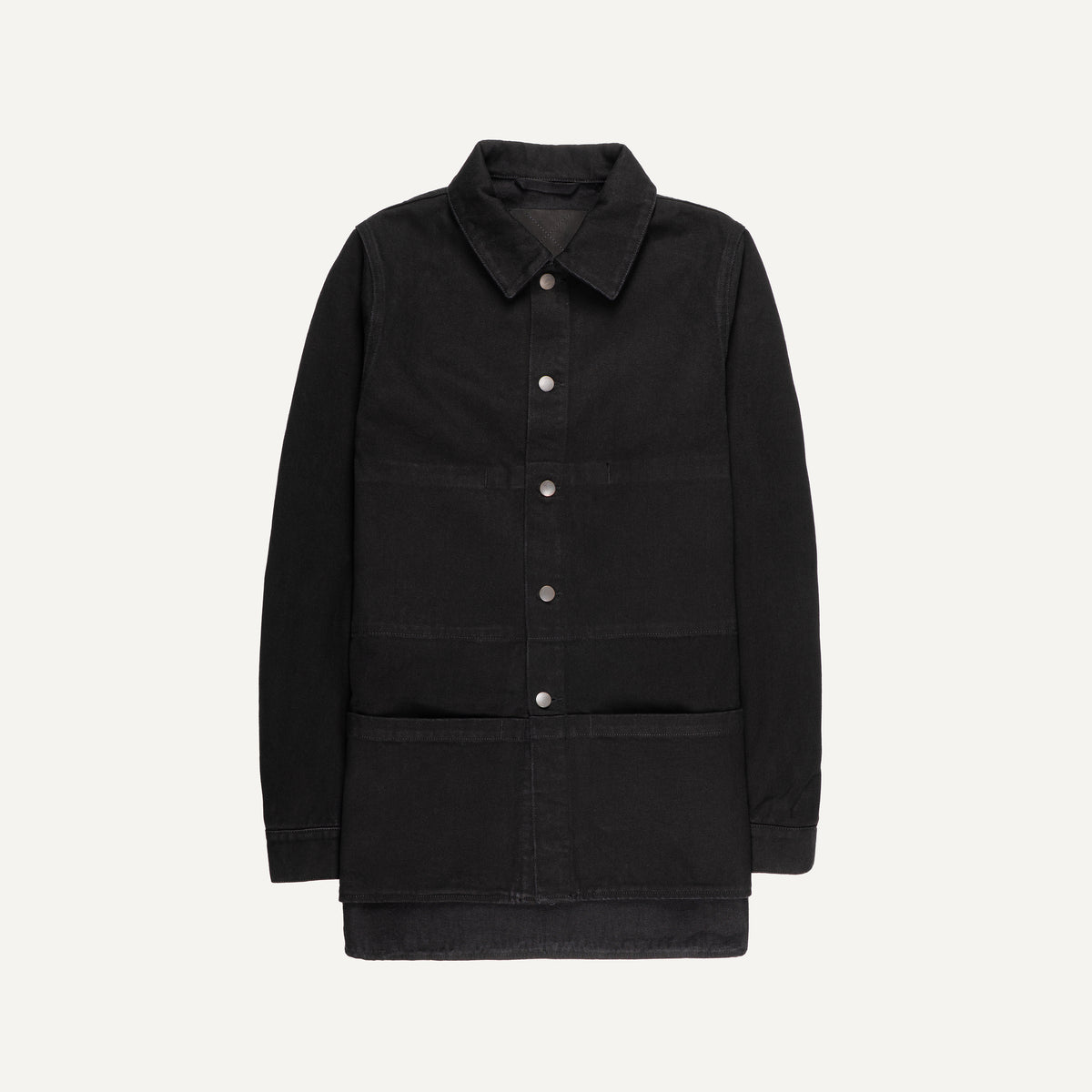 Nomen Nescio 320 Worker Denim Jacket deep black – flat lay front view